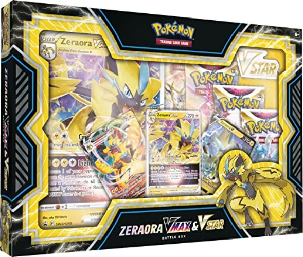 Pokémon TCG: Zeraora VMAX & VSTAR Battle Box (3 Foil Promo Cards, 1 Oversize Foil Card & 4 Booster Packs) - Single
