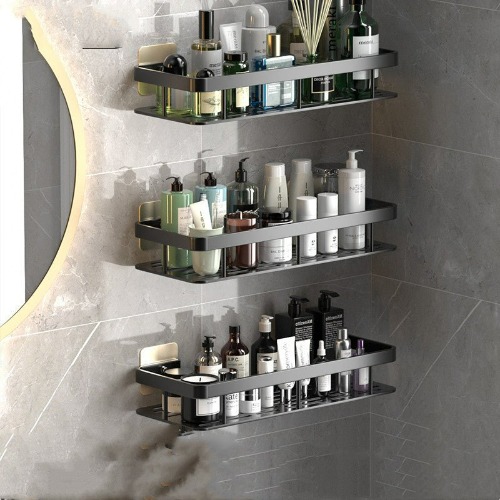Bathroom Shelves (No-Drill) - Black 2 / Triple Pack