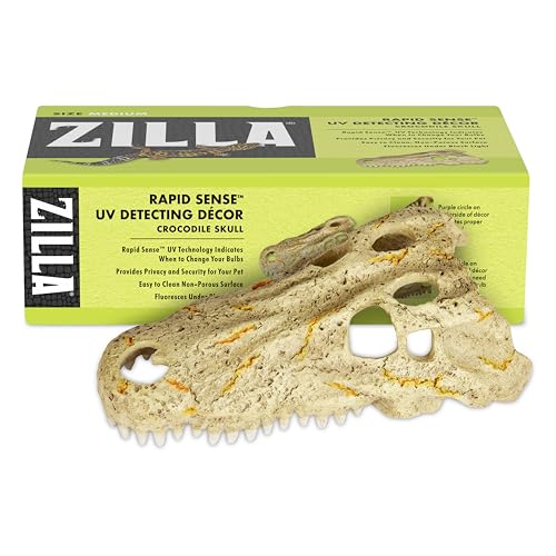 Zilla Rapid Sense UV Detecting Pet Reptile Terrarium Décor, Detects UVB Levels, Crocodile Skull, Medium - Medium