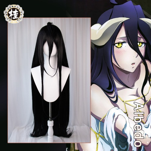 Uwowo Anime Overlord Albedo Cosplay Wig 120cm Deep Purple Long Hair