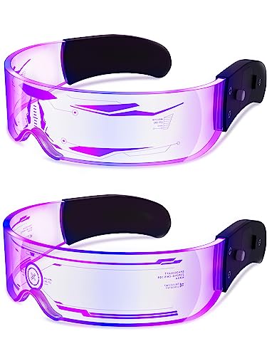 NIUCOO LED Visor Glasses Light Up: Cyberpunk Futuristic Luminous Cosplay Glasses - Stylish+thunder