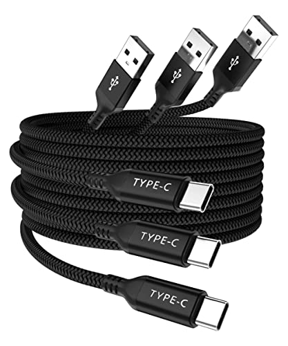 Elebase USB Type C Charger Cable 3 Pack 1.5/3.3/6.6FT,Charging Cord for Samsung Galaxy A02s A03s,A12 A13,A21 A22 A23,A31 A32 A33,A41 A42,A52 A52s A53,A71 A72 A73,Note 10 20,S8 S9 S10 S20 S21 S22 S23 - Black