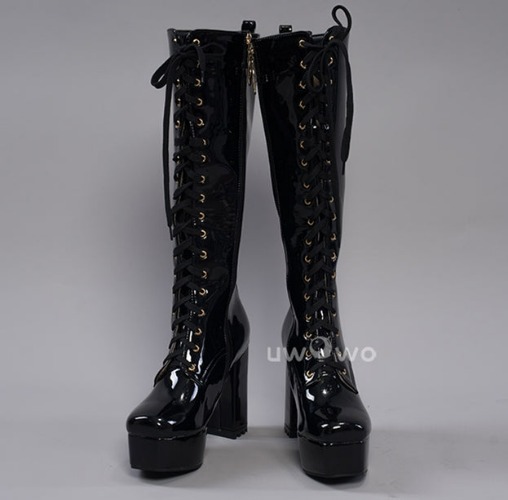 Uwowo Cosplay Shoes Universal Shoes Boots Black Blue White Rose High Tube Boots - Black / 40
