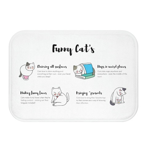 Funny Cats Behaviors Bath Mat - 24" × 17"