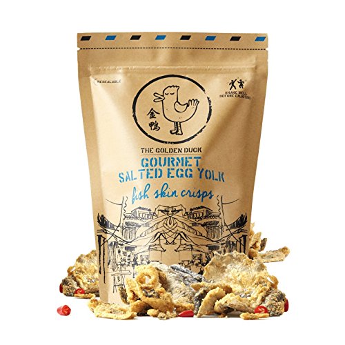 The Golden Duck Gourmet Salted Egg Yolk Fish Skin Crisps Chips - 4.4 Ounce (Pack of 1)