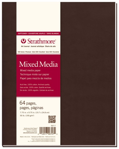 Strathmore 567-7-1 Softcover Mixed Media Art Journal, 7.75" x 9.75", White, 64 Pages - 7.75" x 9.75"