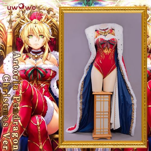 【Clearance Sale】Exclusive Authorization Uwowo X Sakiyamama Fate Grand Order/FGO Fanart Artoria Pendragon Christmas Ver Holiday Cosplay Costumes - Set A XXL