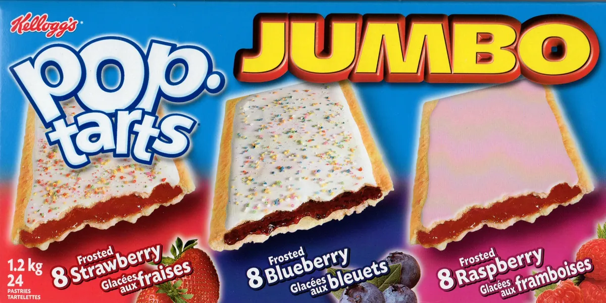 kellogg's Pop Tarts Jumbo 24 Count Strawberry Blueberry Raspberry - 