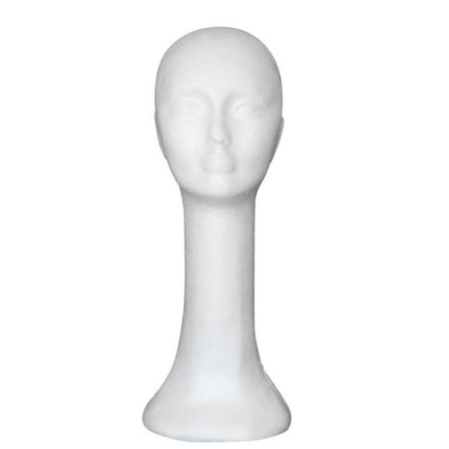 Styrofoam Head - Wig Head Display Foam Head for Glasses Hat Hairpieces Stand Foam Female Human Head Long Neck Mannequin Wig Hat Glasses Display Stand Model White - White