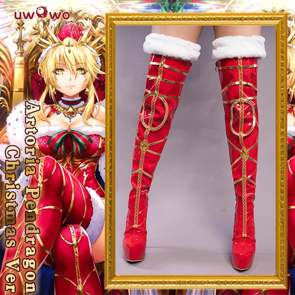 Exclusive Authorization Uwowo X Sakiyamama FGO Fanart Artoria Pendragon Christmas Ver. Cosplay Shoes - 43