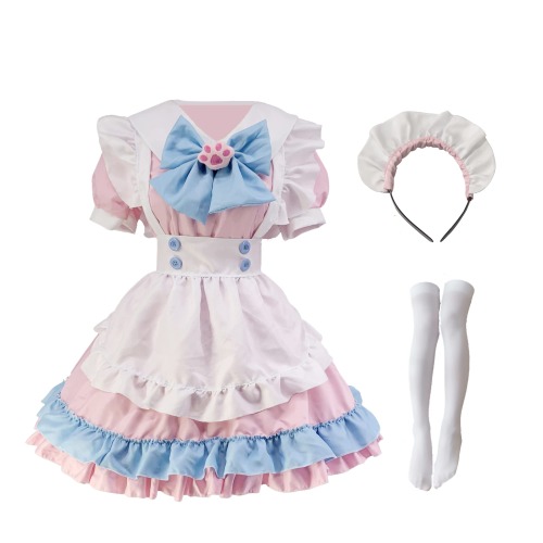 GYATSOCYG Cute Oversized Bow Lolita Princess Dress Classic Lolita Maid Costume Cosplay Costume Halloween Costume - X-Large