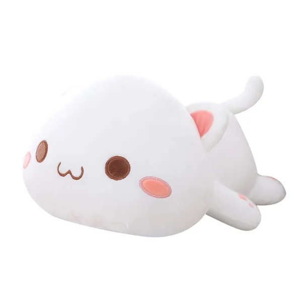 LICHENGTAI Plüschtier, Kawaii Stofftiere Katzen Kissen Kätzchen Katze Tier Puppe, Plüsch Kissen ausgestopftes Tier Kissen Plüschtier, Kinder Spielzeug Geschenk gefüllt, 35CM, Weiß - Weiß 01 - 35cm