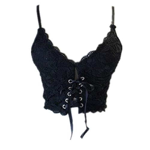 YM YOUMU Women High Collar Vest Zip Up Camisole Girls Harajuku Gothic Sleeveless Tank Top - One Size - A-black