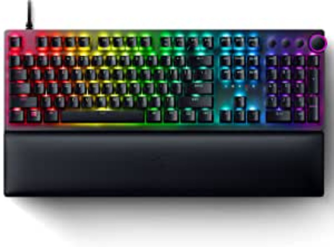 Razer Huntsman V2 Optical Gaming Keyboard: Fastest Linear Optical Switches Gen-2 w/Sound Dampeners & 8000Hz Polling Rate - Doubleshot PBT Keycaps - Dedicated Media Keys & Dial - Ergonomic Wrist Rest - Classic Black Huntsman V2 Linear Optical Switches