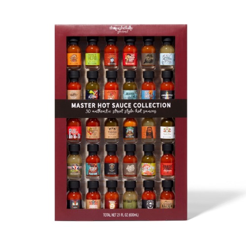 Thoughtfully Gourmet, Master Hot Sauce Collection Sampler Gift Set, Inspired by International Chilli Sauce Flavours, Set of 30