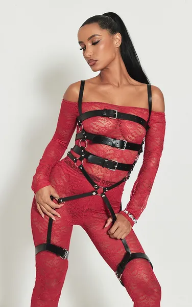 Black Stirrup Leg Body Harness