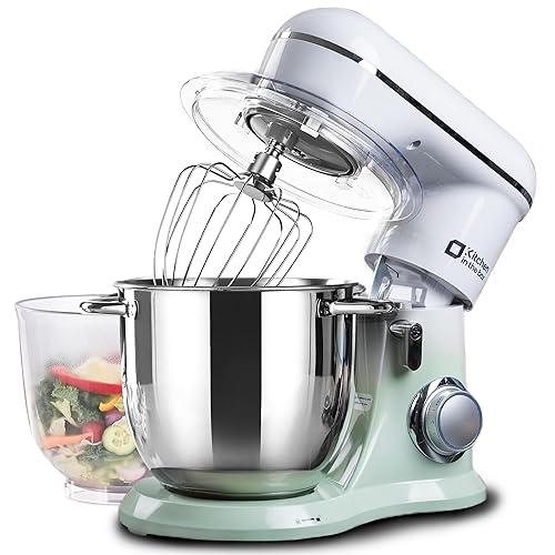 Kitchen in the box Stand Mixer, 5QT + 4.5QT Two bowls Electric Food Mixer, 10 Speeds Kitchen Mixer for Daily Use with Egg Whisk,Dough Hook,Flat Beater (Gradient Green) - Gradient Green
