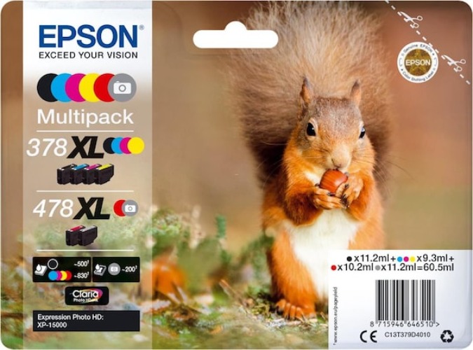 Epson 378XL/478XL Claria Photo HD Multipack (M, BK, Y, R, GY, C)