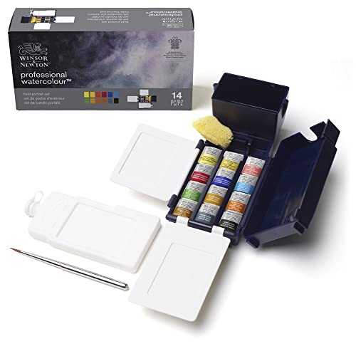 Winsor & Newton 0190685 Professional Aquarellfarbe - Field Pocket Set 12 Farben in 1/2 Näpfen