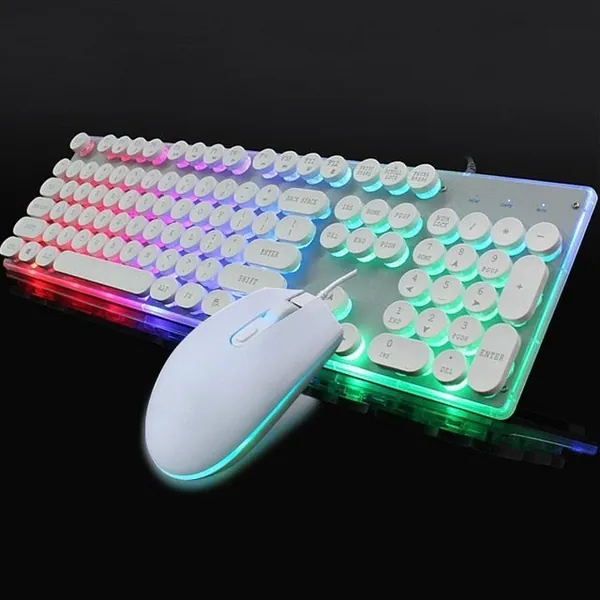 Ninja Dragons BX9 LED Backlight Gaming USB Wired Keyboard Mouse Set - White