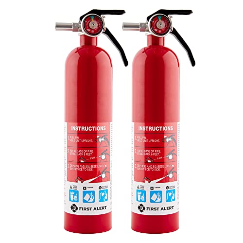 First Alert Home1-2, Standard Home Fire Extinguisher, Red 2pk, White, 2PACK - HOME1 - 2PACK