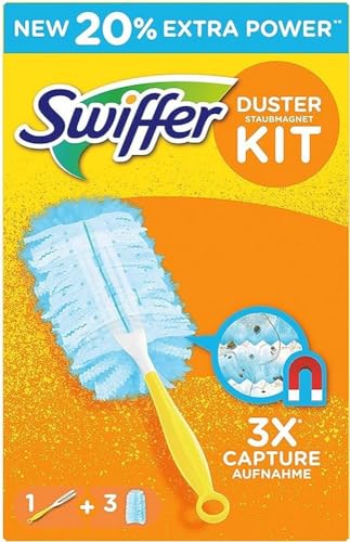 Swiffer Microfibre dust Cleaner Set, 1 Handle and 3 Replacement Pads (Pack of 1x1 Piece) - 1