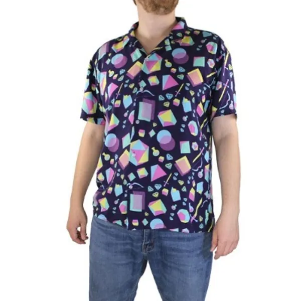 100% Rayon Midnight Blue Tabletop Dnd Button up Geeky Hawaiian | Etsy