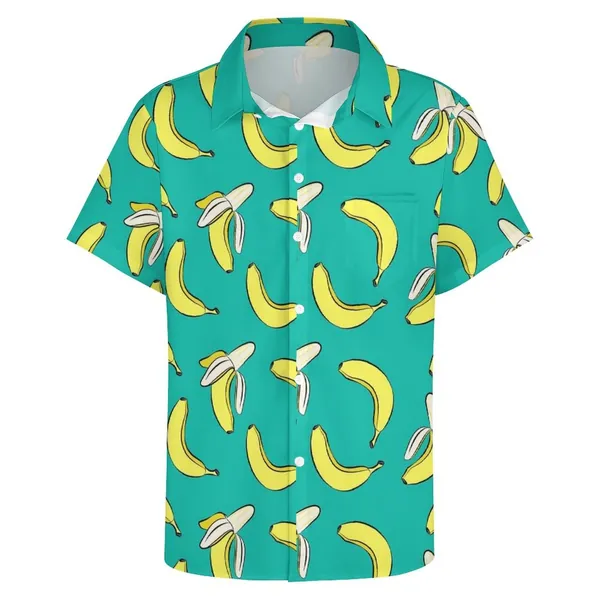 HUGLAZY Turtles Hawaiian Shirts for Men, Button Down Shirts Starfish Shell Short Sleeve Beach Summer Shirt Gifts for Dad - Banana XX-Large