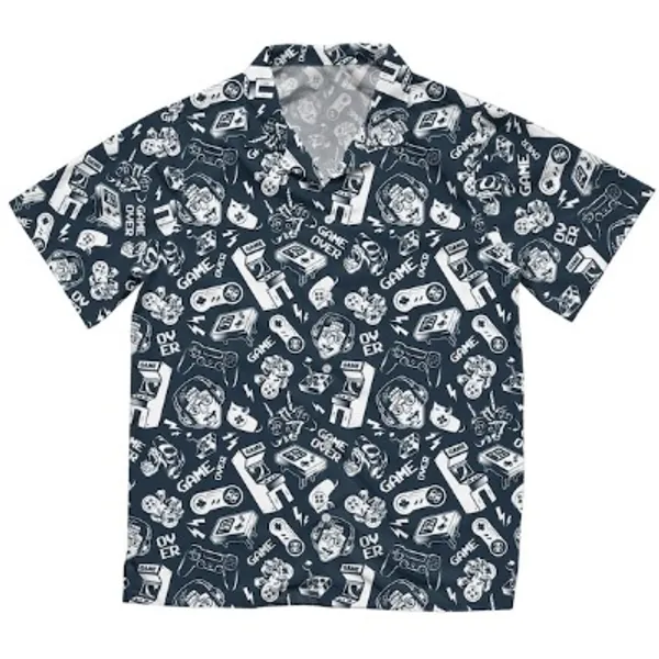 Vintage Arcade Video Game Button up Dark Blue Gray Unisex | Etsy