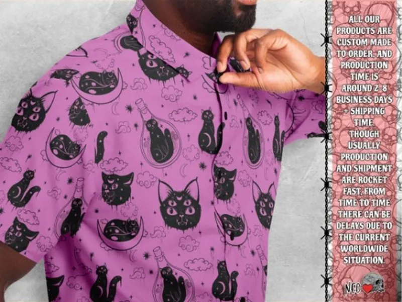 Occult Cat Button Down Style Shirt Goth Shirt Pastel Goth | Etsy