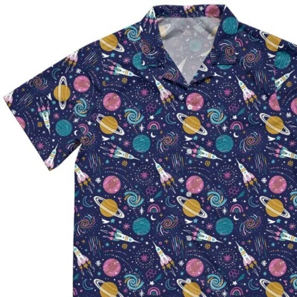 Cosmic Cute Outer Space Button up Unisex Nerdy Hawaiian Shirt | Etsy