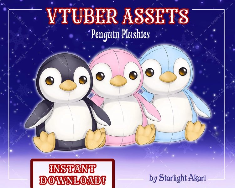 Vtuber / PNGtuber - Penguin Plush - Winter Holiday Collection
