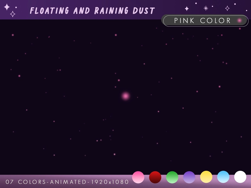 Floating and raining dust / 07 colors - 02 animations - 14 files / stream decoration for Streamers and Vtubers / glow particles