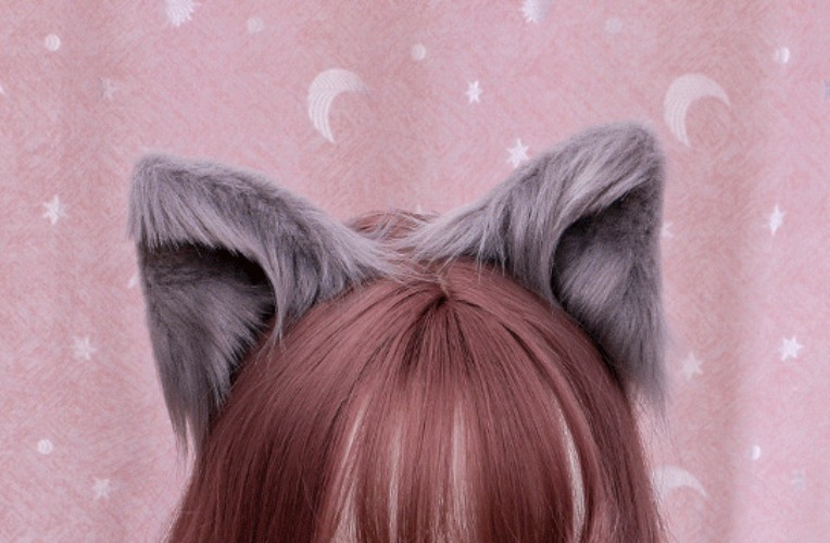 Handcrafted Animal Ear Hairclips - Gray