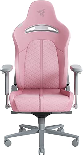 Razer Enki - Gaming chair with Integrated Lumbar Support (Desk/Office Chair, Multi-Layer Synthetic Leather, Foam Padding, Head Cushion, Height Adjustable) Quartz | Standard - Standard - Quartz