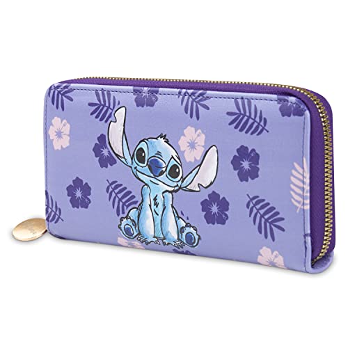 Disney Women's Wallet Stitch Coin Purse Gift Idea Purple One Size Zip, Purple, Taille Unique, Zippered - Purple