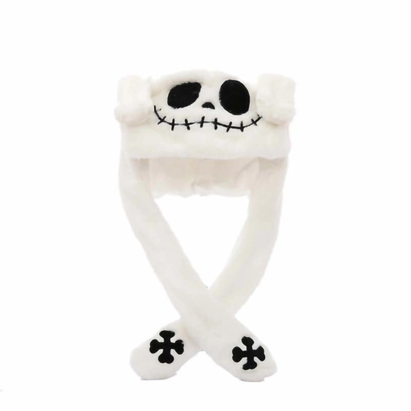 Moving Ears Hat Halloween Plush Hat Cute Spooky Headwear - White