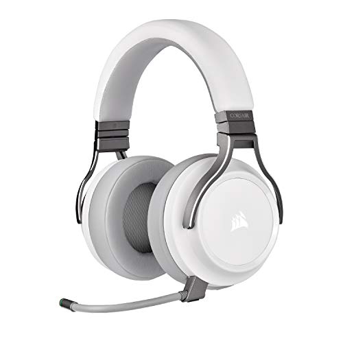 Corsair Virtuoso RGB Wireless Gaming Headset - High-Fidelity 7.1 Surround Sound w/Broadcast Quality Microphone - Memory Foam Earcups - 20 Hour Battery Life - Works with PC, PS5, PS4 – White, Premium - White - Headset