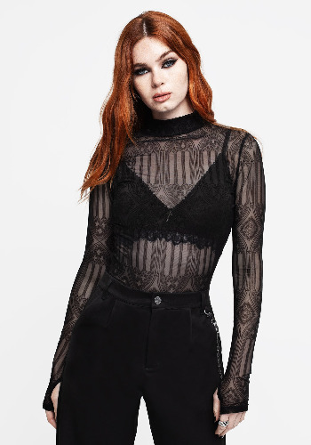 Cloister Flocked Mesh Top | Disturbia