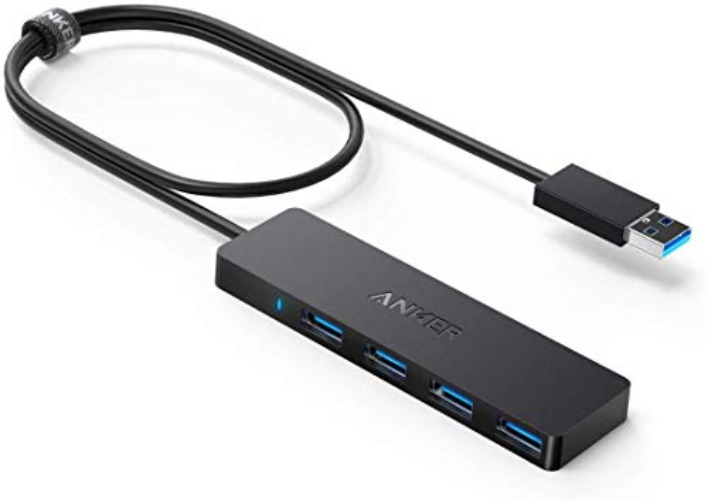 Anker 4-Port USB 3.0 Hub, Ultra-Slim Data USB Hub with 2 ft Extended Cable [Charging Not Supported], for MacBook, Mac Pro, Mac mini, iMac, Surface Pro, XPS, PC, Flash Drive, Mobile HDD - 2 ft