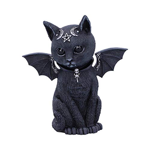 Nemesis Now B5149R0 Malpuss Winged Occult Cat Figurine, Polyresin, Black and Silver, 10cm