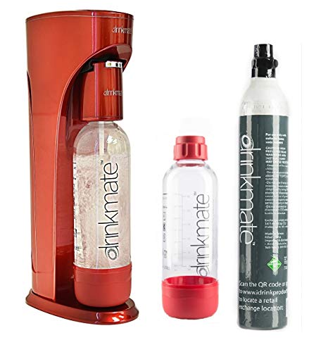 Drinkmate Special Bundle - Includes 60L CO2 Cylinder, Two Carbonation Bottles, and Fizz Infuser (Royal Red) - Royal Red Special Bundle