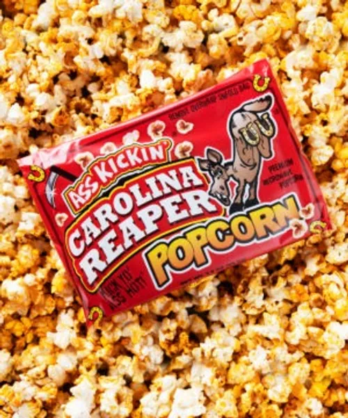 Carolina Reaper Popcorn: Flavored with one of the hottest peppers in the world.