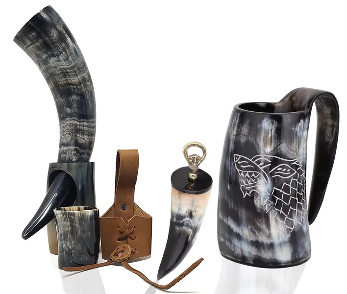 Authentic Viking Drinking Horn Mug (6 Piece Set) - 