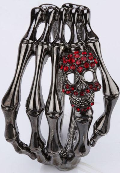 Goth Skull Bone Bracelet - gun red / United States