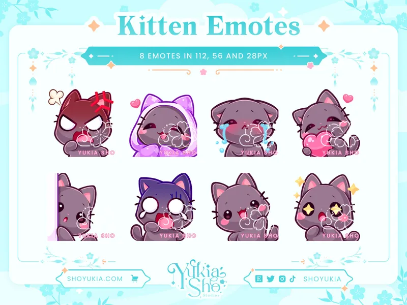Kitten Emote Pack (Black) for Twitch/Discord