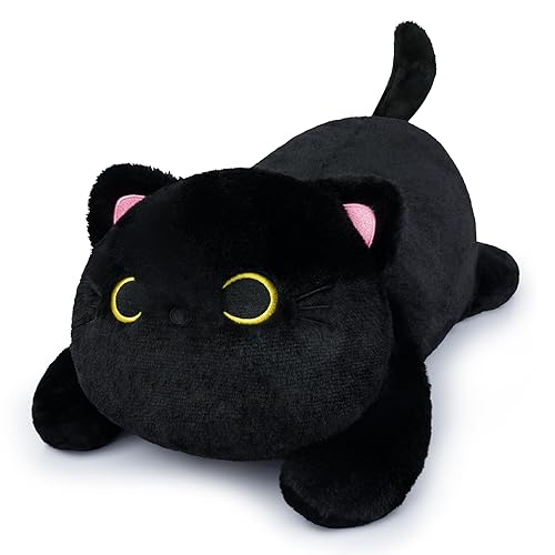18in Weighted Stuffed Animals, Cute Weighted Black Cat Plush, Kawaii Cat Plush Toy, Soft Black Cat Weighted Plush Throw Pillow Gifts for Kids Christmas - Black Cat