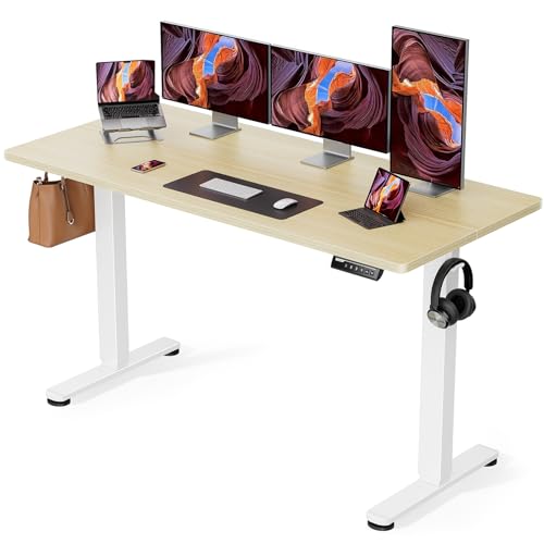 ErGear Height Adjustable Electric Standing Desk, 63x 28 Inches Sit Stand up Desk, Large Memory Computer Home Office Desk (Natural) - Natural - 63*28 Inch