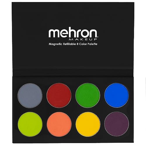 Mehron Makeup Paradise Makeup AQ 8 Color Tropical Palette | Magnetic Refillable Body Paint & Face Paint Palette | Professional Water Activated Makeup for Costumes, SFX, Halloween, & Cosplay - Tropical
