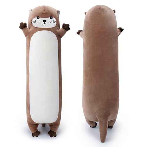 Achwishap Large Otter Stuffed Animal,33.5” Long Otter Plush,Cute Plushies Animal Body Pillow,Kawaii Big Plush Toys Gifts,Animal Sleeping Hugging Pillow for Kids Adults Birthday - 33.5” - Brown Otter